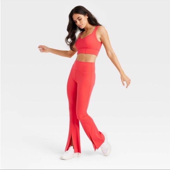 NWT Joy Lab Orange High Rise Extra Long Flare Slit Leg Legging Size XL - Picture 1 of 15